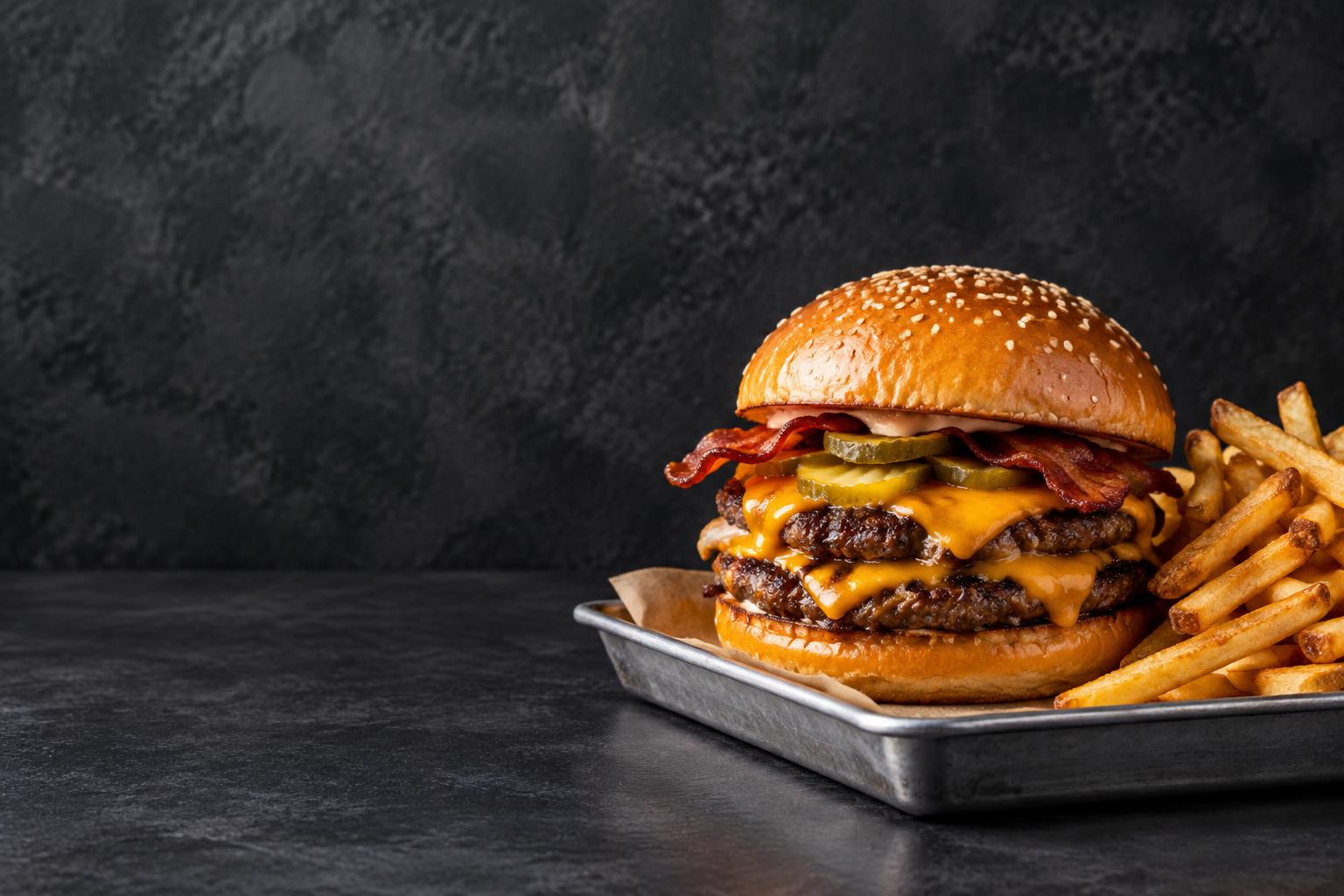 Dvojitý burger so slaninou